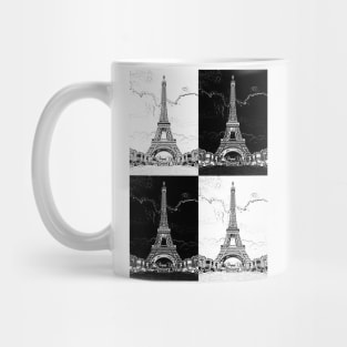 Eiffel Tower, Paris - Black and White Art Poster Mug